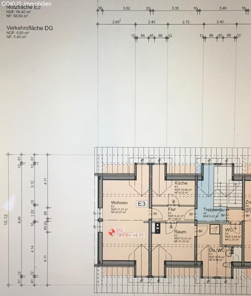 Grundriss 2 Raumwohnung im Dachgeschoss