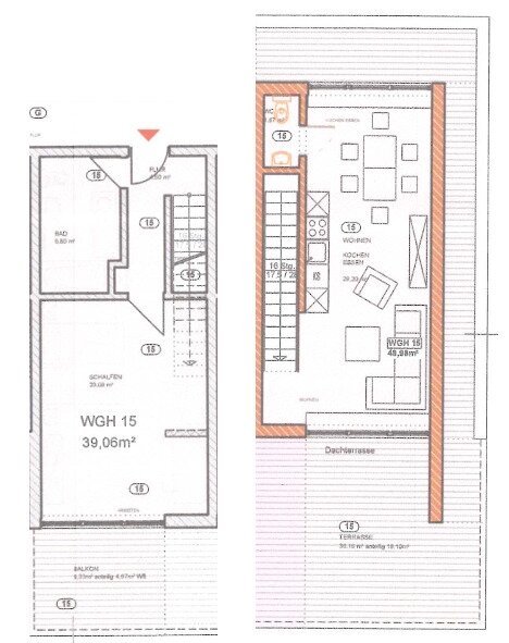 Grundriss 2.OG + DG Whng. 15